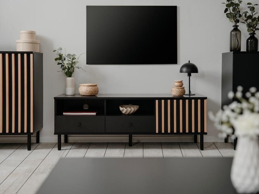 Mobistoxx Tv-meubel MANZANA 1 deur 2 lades artisan eik antraciet