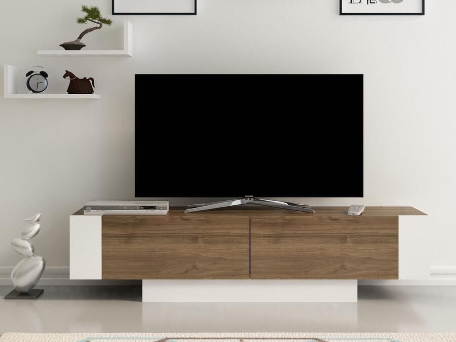 Mobistoxx Tv-meubel MATURAZI 2 deuren walnoot wit met legplanken