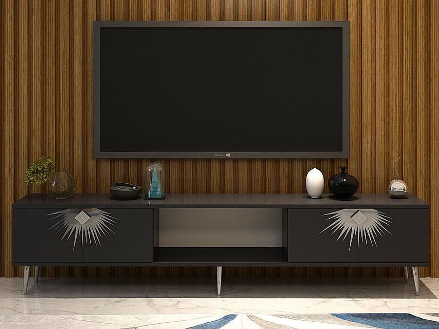 Mobistoxx Tv-meubel NIDAS 2 deuren antraciet zilver