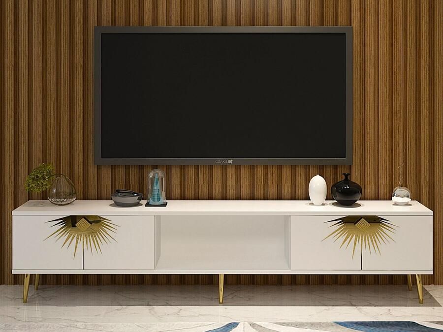 Mobistoxx Tv-meubel NIDAS 2 deuren wit goud