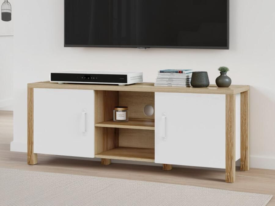 Mobistoxx Tv-meubel OLIANNE 2 deuren natuurlijke eik wit