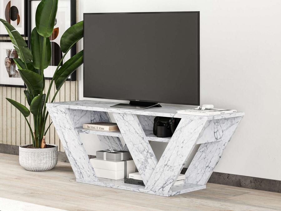 Mobistoxx Tv-meubel PIPO 110 cm wit marmer