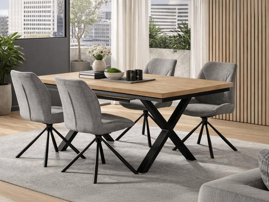 Mobistoxx Verlengbare eettafel MARNOIX 190>250 cm franse eik
