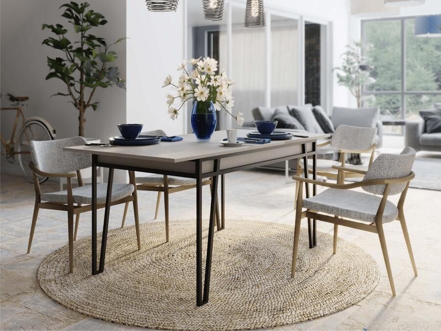 Mobistoxx Verlengbare eettafel PALMA 132>170 cm lichte mokka