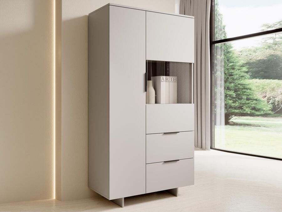 Mobistoxx Vitrinekast CALLISTO 2 deuren 2 lades kasjmier