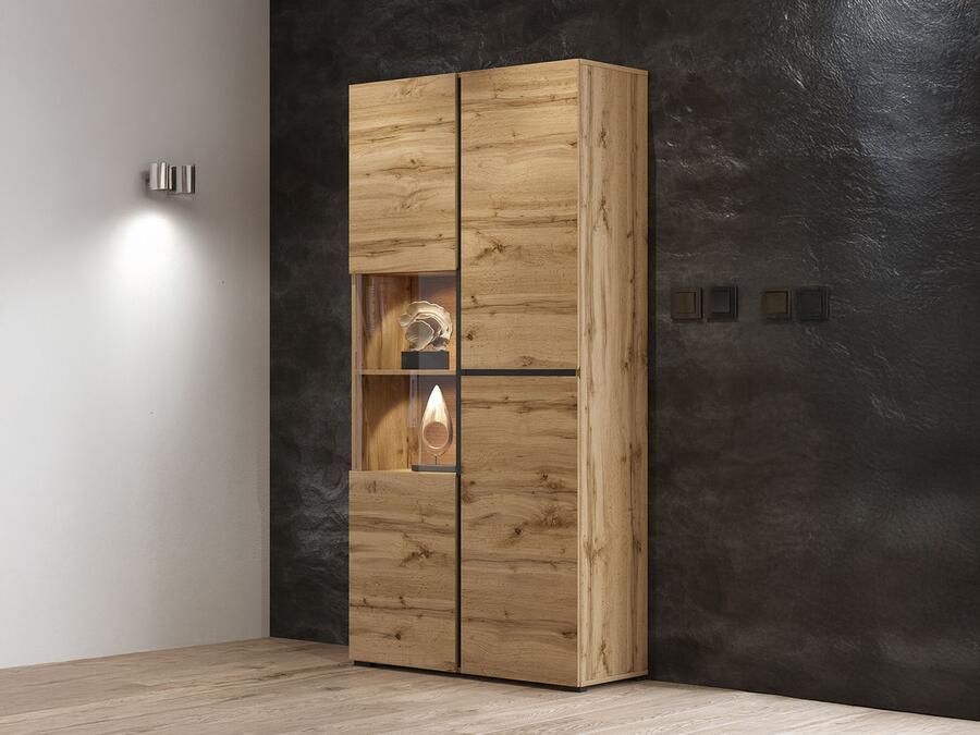 Mobistoxx Vitrinekast CROSSAIR 3 deuren wotan eik