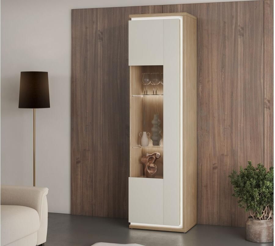 Mobistoxx Vitrinekast DOLCE 1 deur 200 cm kasjmier eik