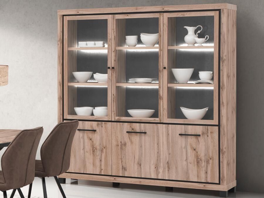 Mobistoxx Vitrinekast ELEGA 6 deuren canadese eik met led