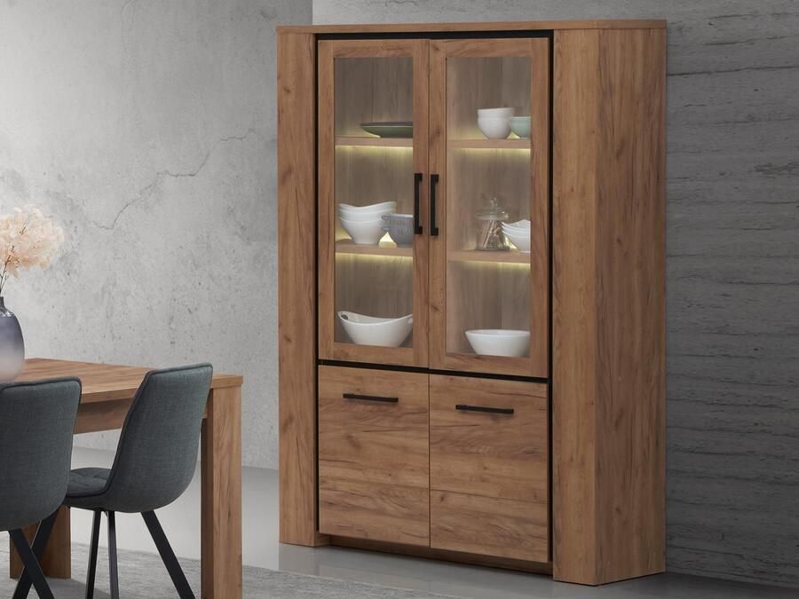 Mobistoxx Vitrinekast ELLIOT 4 deuren franse eik herfst