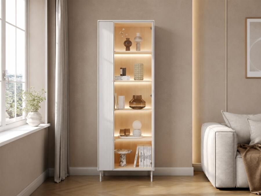 Mobistoxx Vitrinekast LIKA 2 deuren 67 cm wit Vincenza eik