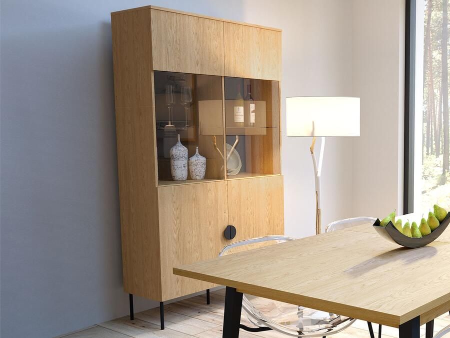 Mobistoxx Vitrinekast MONDIE 2 deuren baltische eik