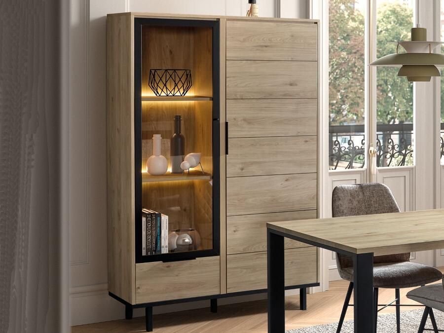 Mobistoxx Vitrinekast TALBI 2 deuren 1 lade castella