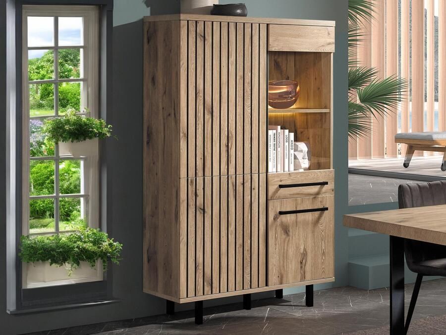 Mobistoxx Vitrinekast TIMANFAYA 4 deuren canyon eik