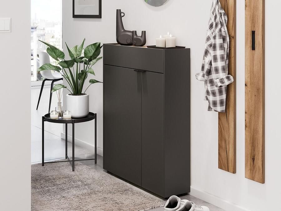 Mobistoxx Wandkast AMEYA 2 deuren 1 lade 83 cm grafiet navarra eik (verticaal)