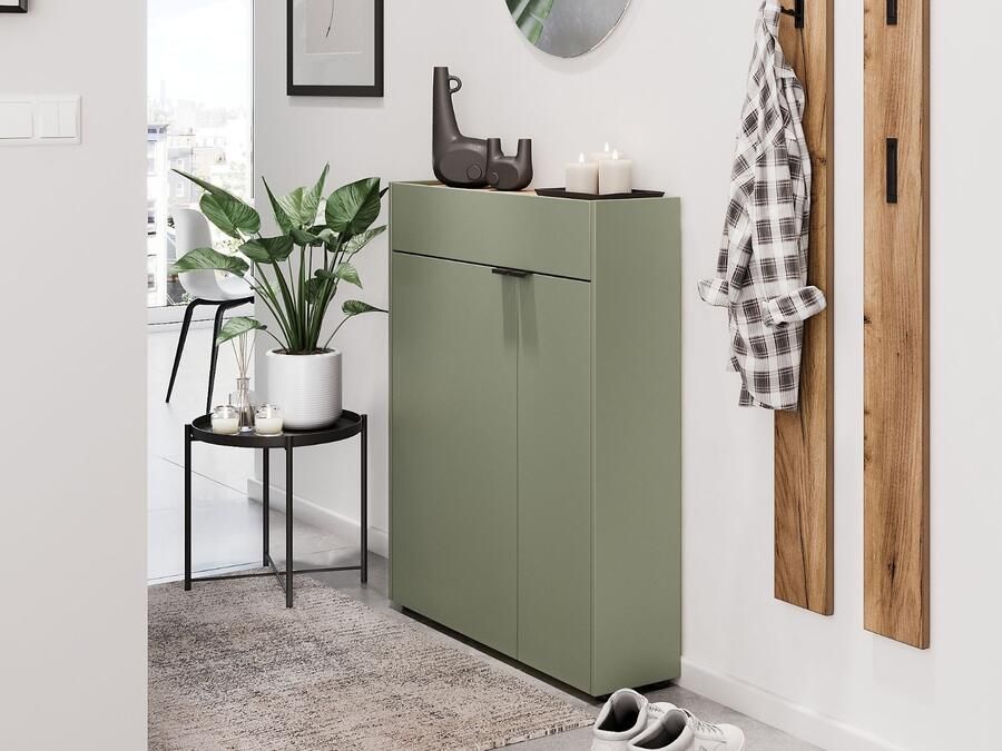 Mobistoxx Wandkast AMEYA 2 deuren 1 lade 83 cm groen navarra eik (verticaal)