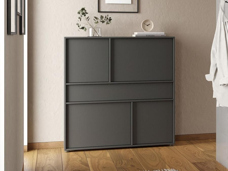 Mobistoxx Wandkast AMEYA II 4 deuren 1 lade 105 cm grafiet