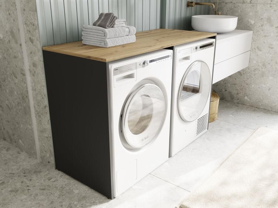 Mobistoxx Wasmachinekast DORLOTE 2 machines antraciet artisan eik