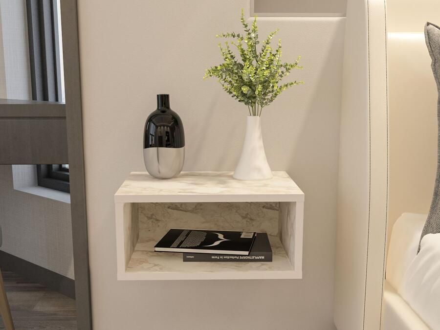 Mobistoxx Zwevend nachtkastje DOREX wit marmer