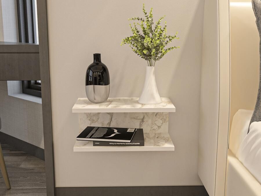 Mobistoxx Zwevend nachtkastje RAMEN 45 cm wit marmer