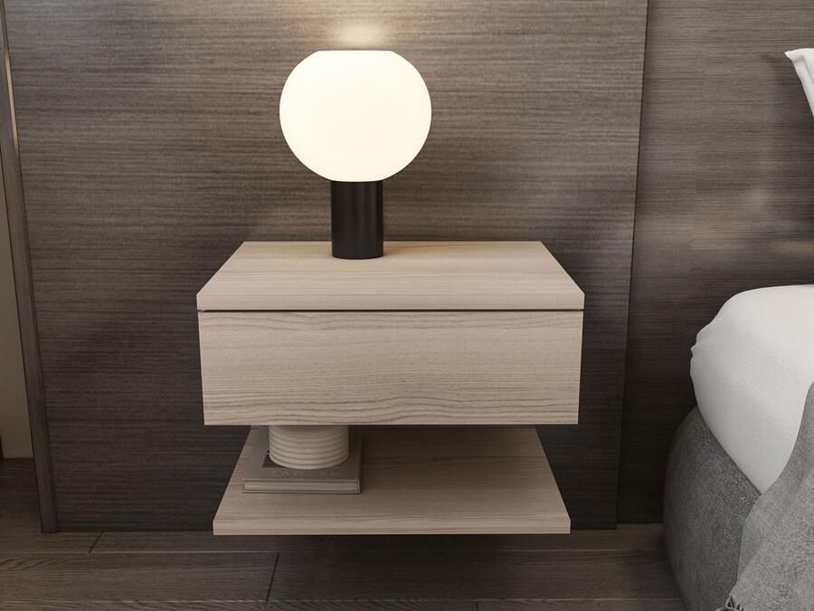 Mobistoxx Zwevend nachtkastje VIVIENNE 45 cm lichte eik