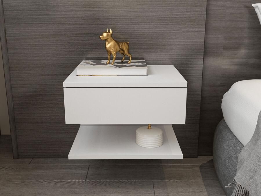 Mobistoxx Zwevend nachtkastje VIVIENNE 45 cm wit