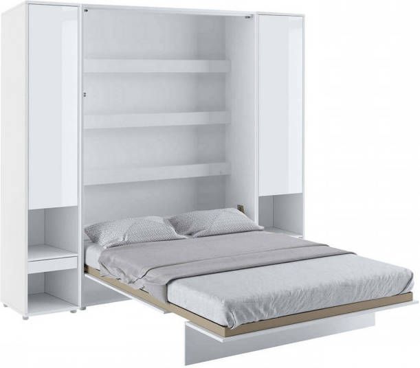 Mobistoxx Opklapbed CONCEPTION PRO 140x200 cm wit hoogglans wit (verticaal) met kasten zonder matras