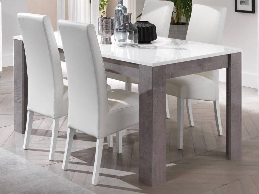 Mobistoxx Rechthoekige eettafel GRENADE 160 cm hoogglans marmer hoogglans wit