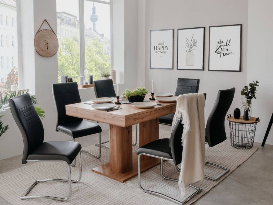 Mobistoxx Rechthoekige eettafel HEISENBERG 140 > 220 cm artisan eik met verlengstuk