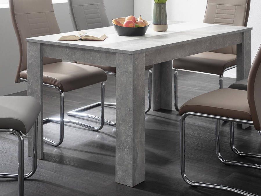 Mobistoxx Rechthoekige eettafel NICKY 138 cm beton-wit