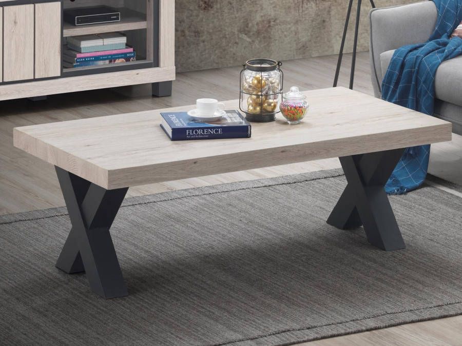 Mobistoxx Rechthoekige salontafel ARCHIMEDE 130 cm eik naturel zwart