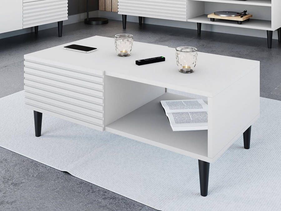 Mobistoxx Rechthoekige salontafel SORLABO 2 deuren wit