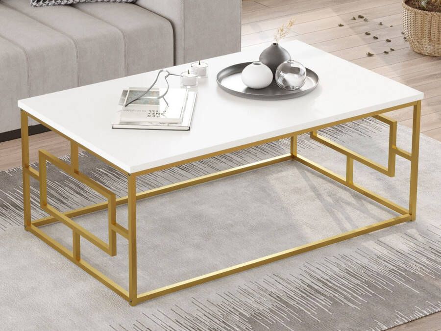 Mobistoxx Rechthoekige salontafel VECCHIA 100 cm wit goud