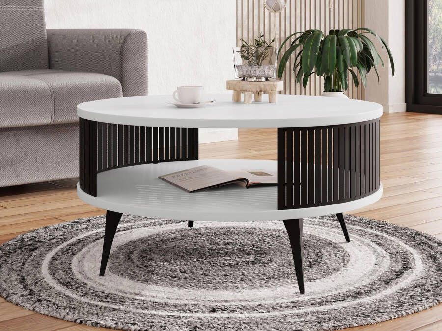 Mobistoxx Ronde salontafel MOZAIKO ⌀75 cm wit zwart