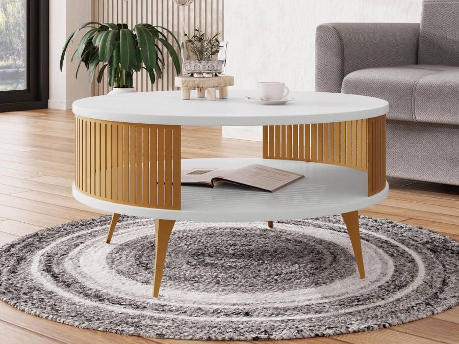 Mobistoxx Ronde salontafel MOZARTO ⌀75 cm goud wit