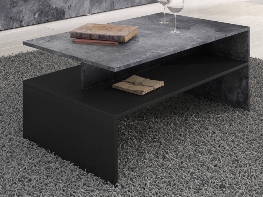 Mobistoxx Salontafel BABEL kleurrijke leisteen zwart