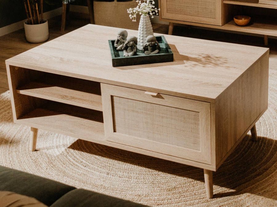 Mobistoxx Salontafel BALO sonoma eik met rotan print