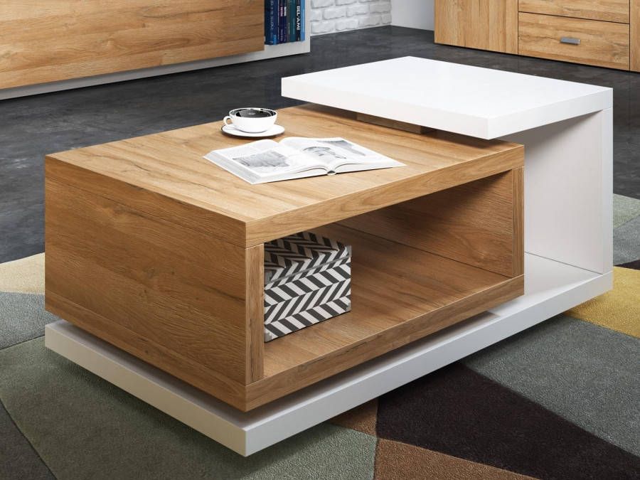 Mobistoxx Salontafel BOTSWANA rechthoekig 120 cm wit grandson eikenhout