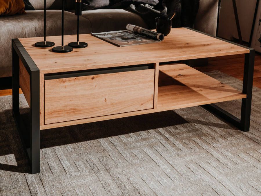 Mobistoxx Salontafel DENZEL 1 lade eik artisanaal antraciet