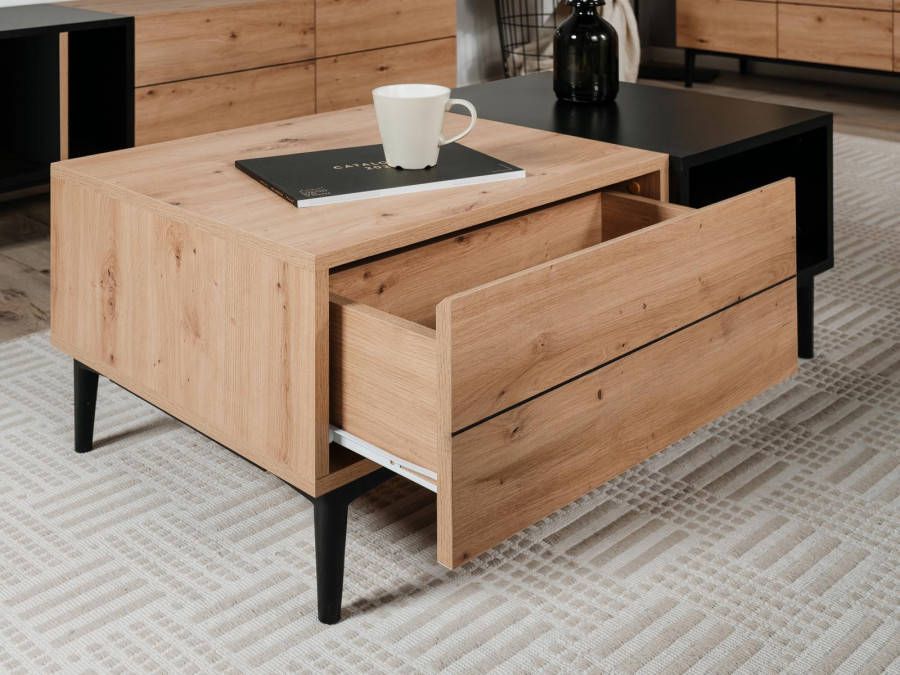 Mobistoxx Salontafel NOLLY 100 cm zwart artisan eik