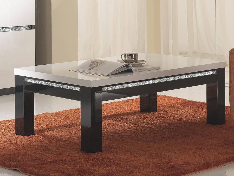 Mobistoxx Salontafel REBECCA rechthoekig hoogglans zwart hoogglans wit