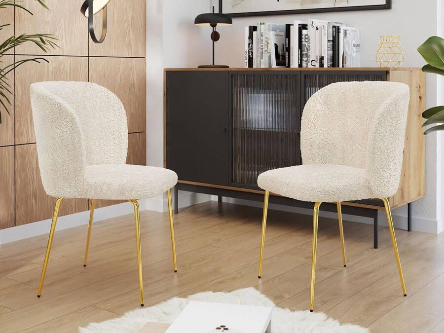 Mobistoxx Set van 2 stoelen TERRY crème bouclé stof