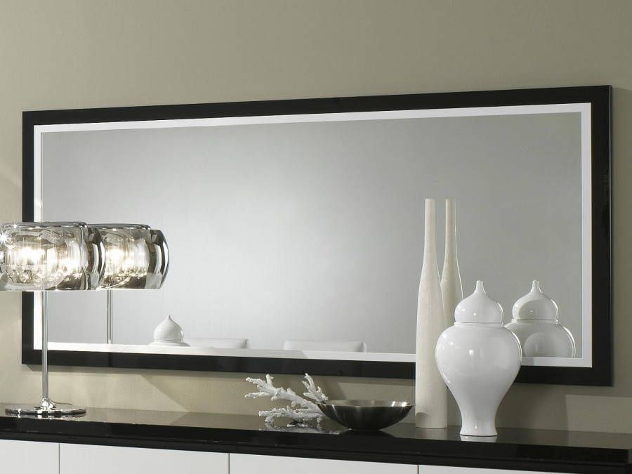 Mobistoxx Spiegel ROMEO 180 cm hoogglans zwart hoogglans wit