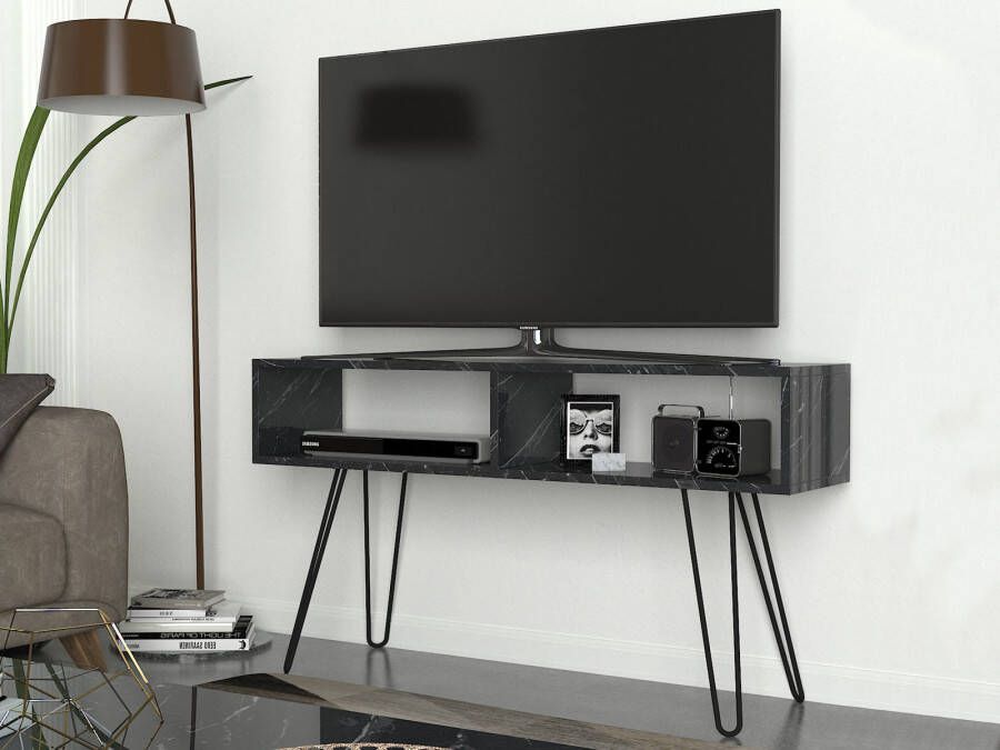 Mobistoxx Tv-meubel ALYSSA 2 vakken zwart marmer