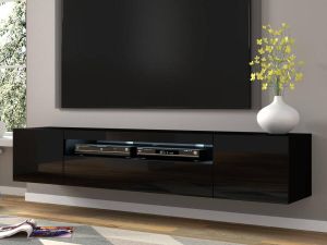 Mobistoxx Tv-meubel AUREO 3 deuren 200 cm hoogglans zwart met led