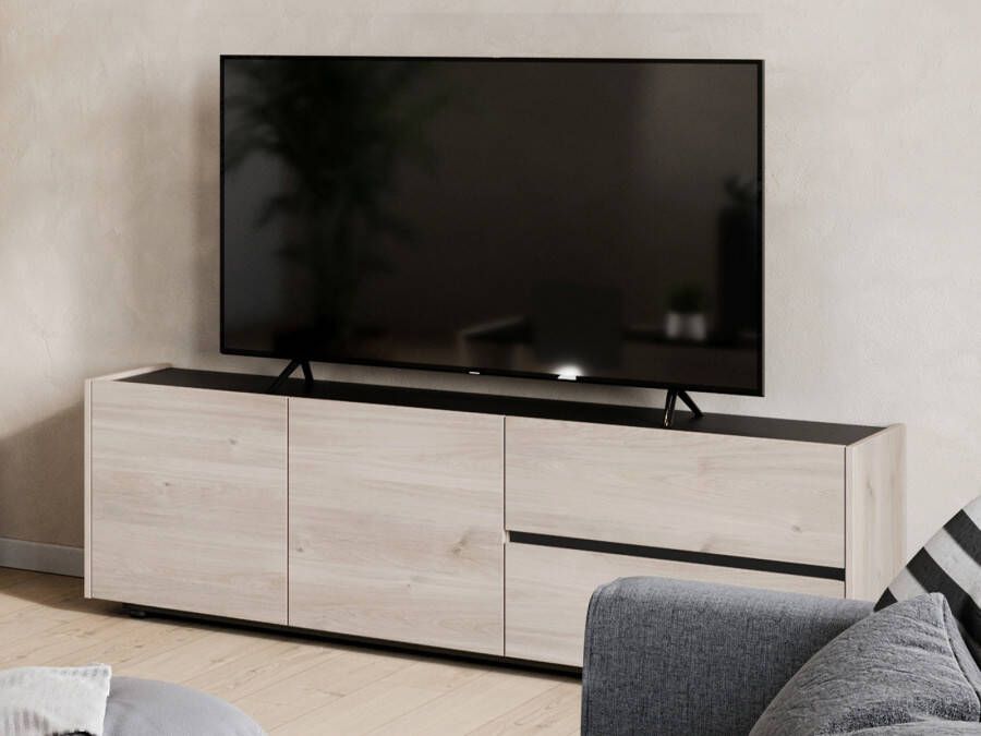 Mobistoxx Tv-meubel CADOLZBURG 2 deuren 2 lades castello eik zwart