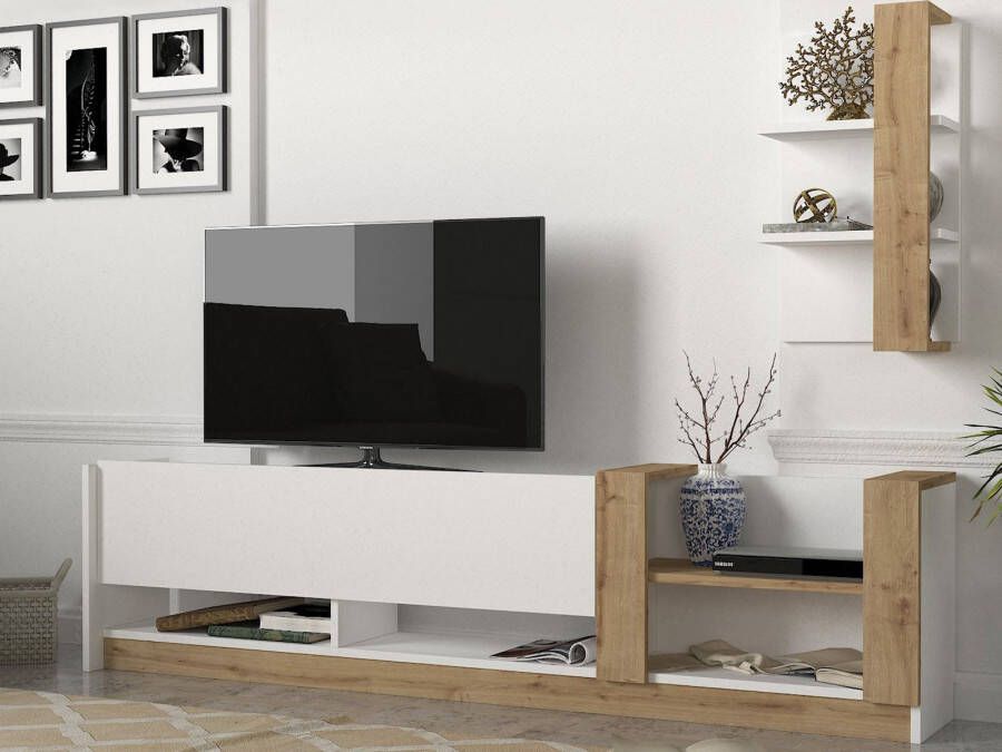 Mobistoxx Tv-meubel KAZOU 2 deuren sonoma wit met wandkast