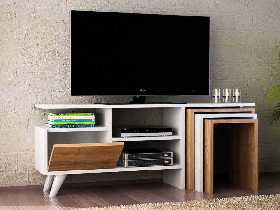 Mobistoxx Tv-meubel NATUZZI 1 klapdeur wit walnoot