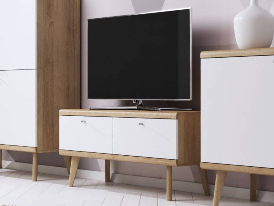 Mobistoxx TV-meubel PROMI 2 deuren eik riviera wit