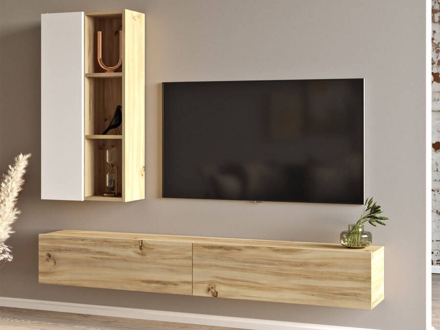 Mobistoxx Tv-meubel set LEVEL 3 deuren eik wit
