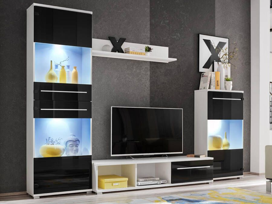 Mobistoxx Tv-meubel set LIPPENS 4 deuren wit zwart